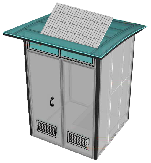 Solar-powered toilet unit